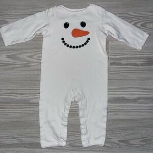 Hudson Baby One-Piece 9–12M White Snowman Snap Romper